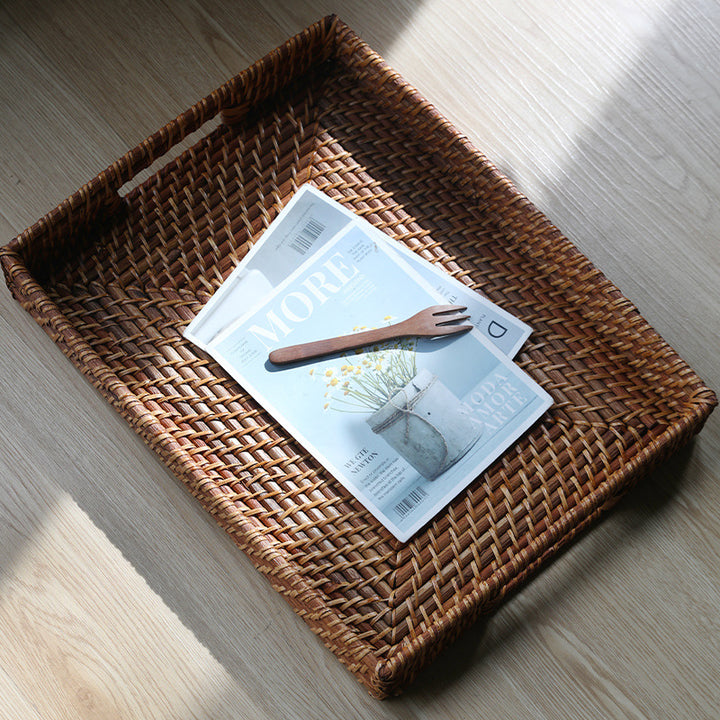 Unisex Rectangular Serving Tray made of natural wicker Bowlift