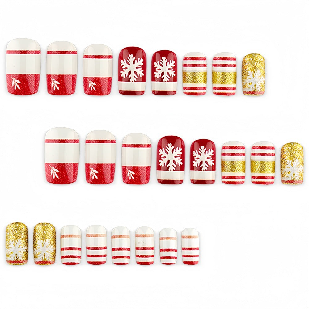 Christmas artificial nails with festive glitter design Bowlift