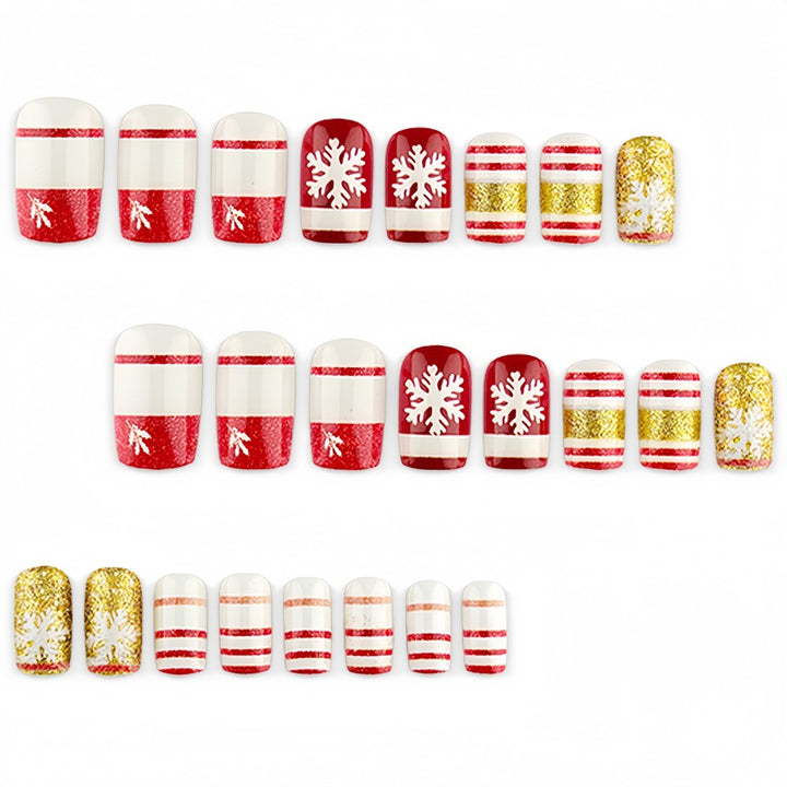 Christmas artificial nails with festive glitter design Bowlift