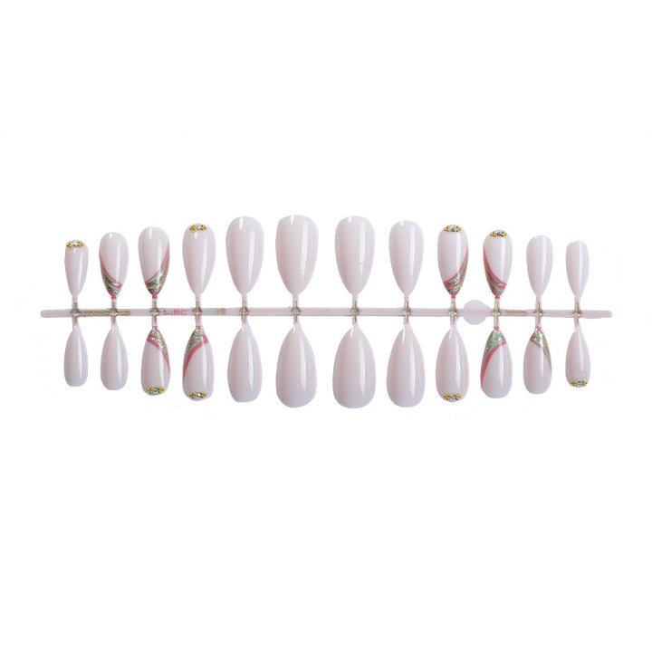 Elegant Press-On Nail Set with Floral Design Bowlift
