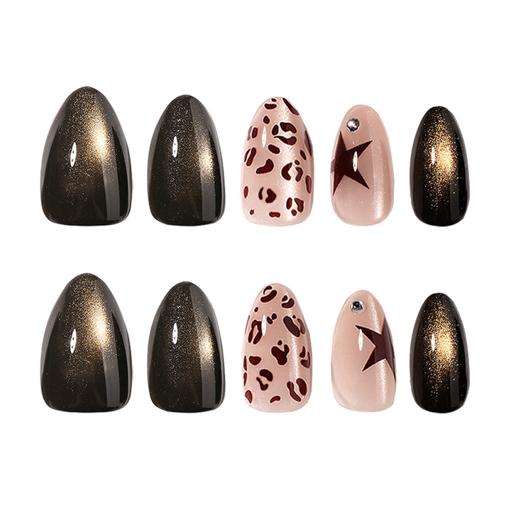 Artful Nail Extensions with Glamorous Leo Design Bowlift