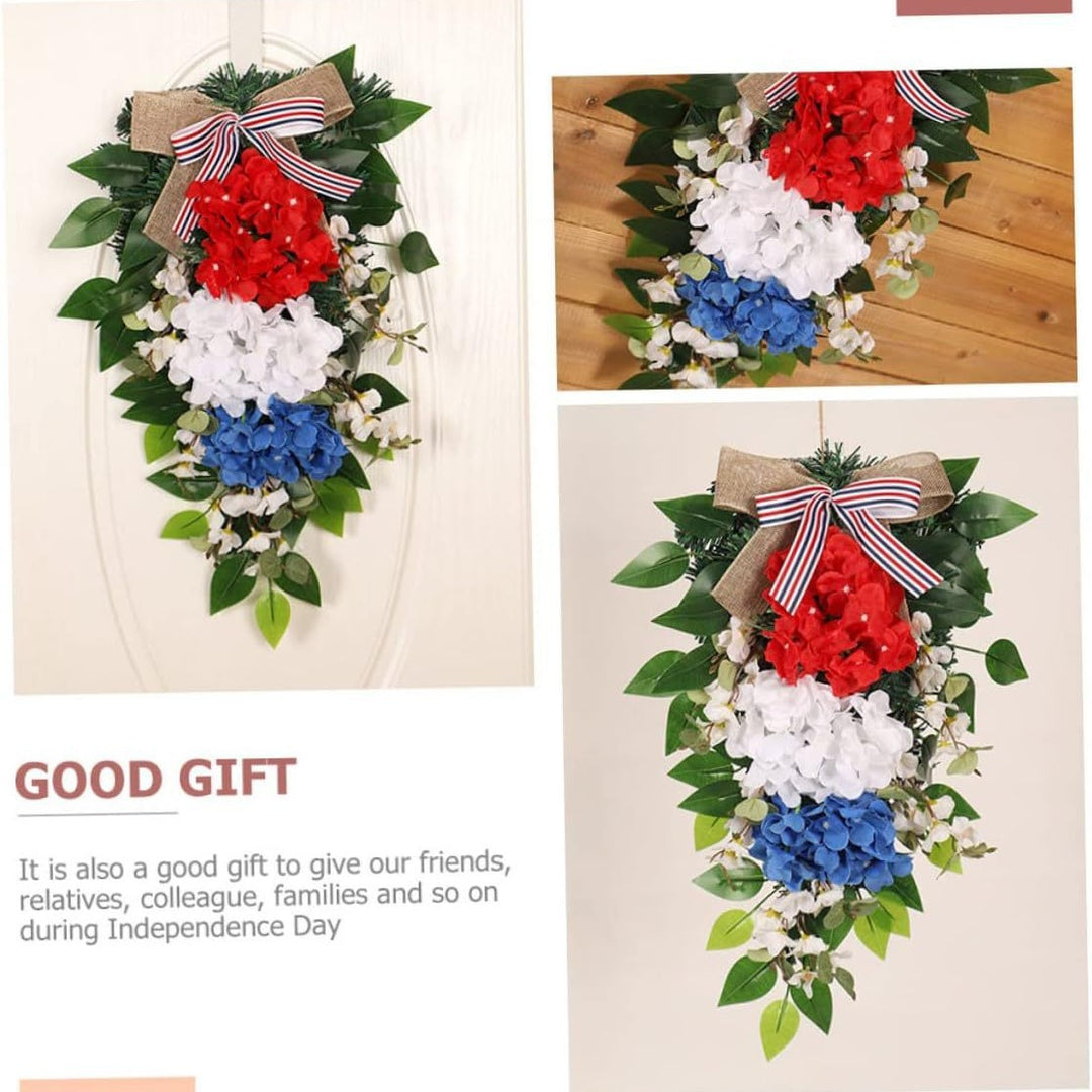 Women Decorative Wall Wreath with Colorful Artificial Flowers and Bow Bowlift