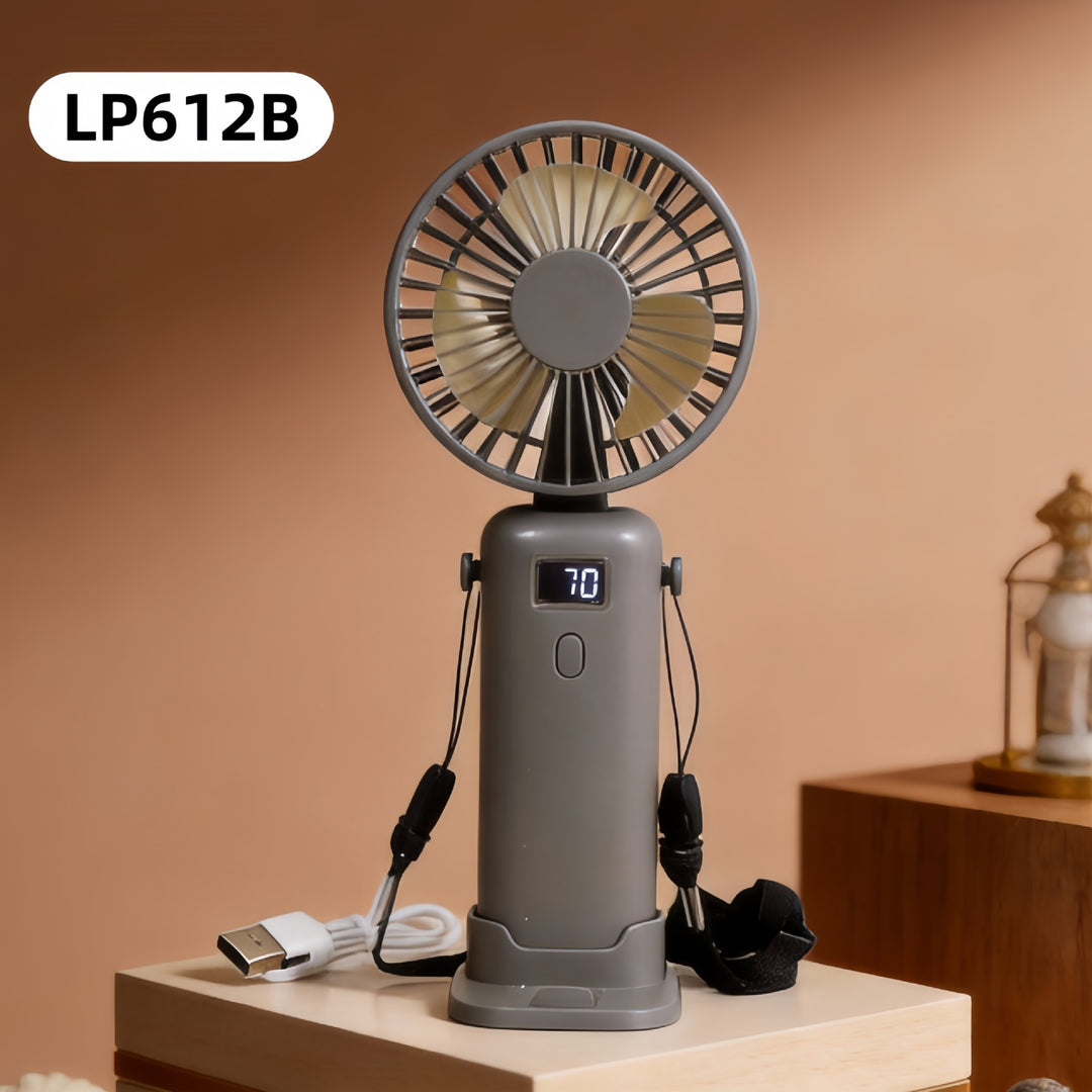 Women Portable Handheld Fan with Digital Display and USB Port Bowlift