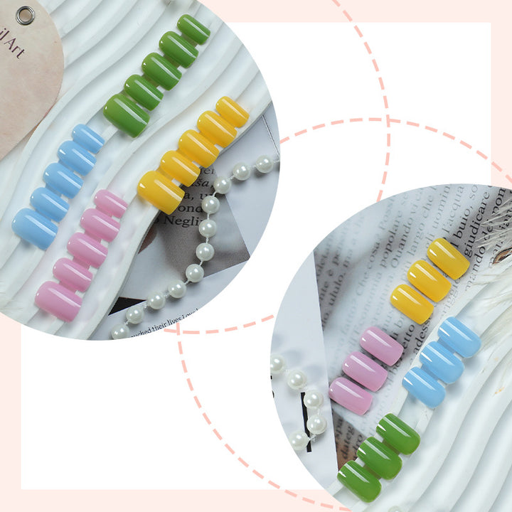 Glossy Press-On Nail Set with Creative Colorful Styles Bowlift