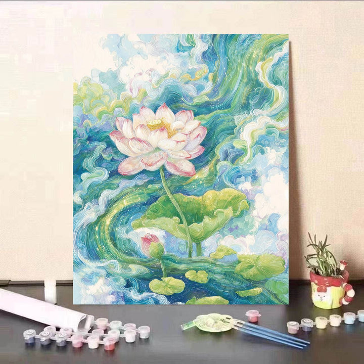 DIY Water Lily and Koi Fish Canvas Painting Kit Bowlift
