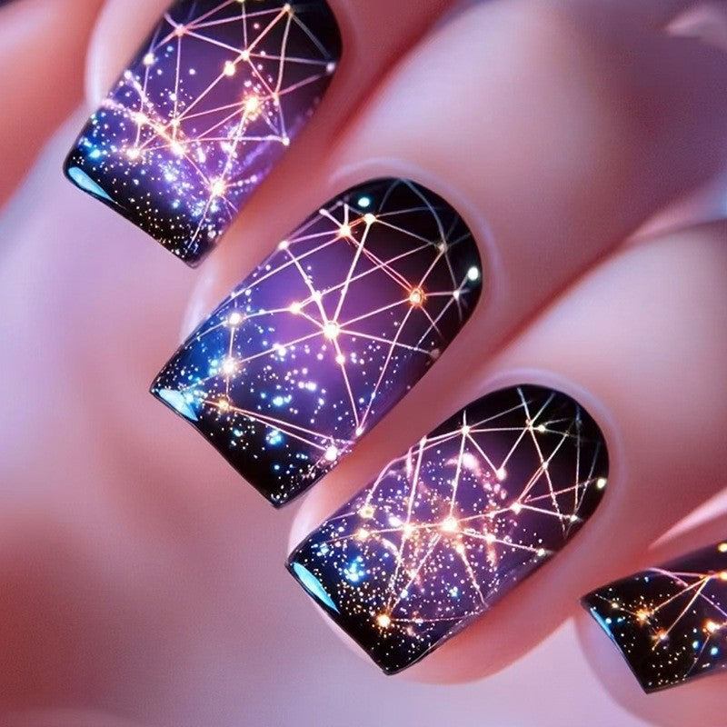 Elegant Artificial Nails with French Manicure and Glitter Effects Bowlift