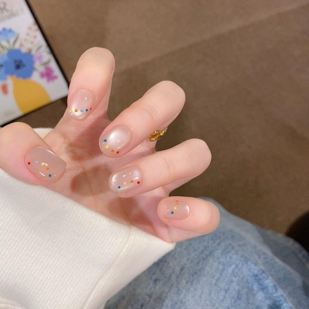 Decorative artificial nails with colorful dots Bowlift
