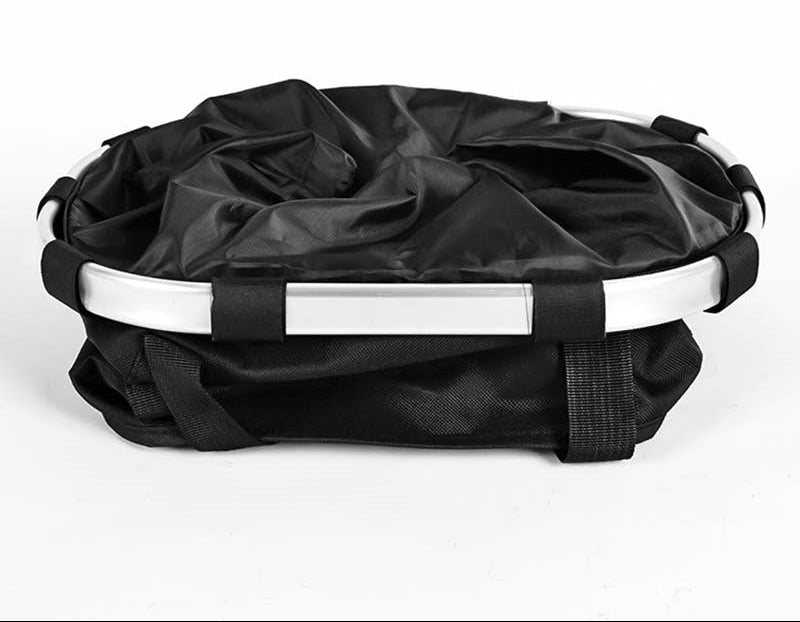 waterproof removable bicycle front basket liner with reinforced aluminum rim and quick-release handlebar hooks Bowlift