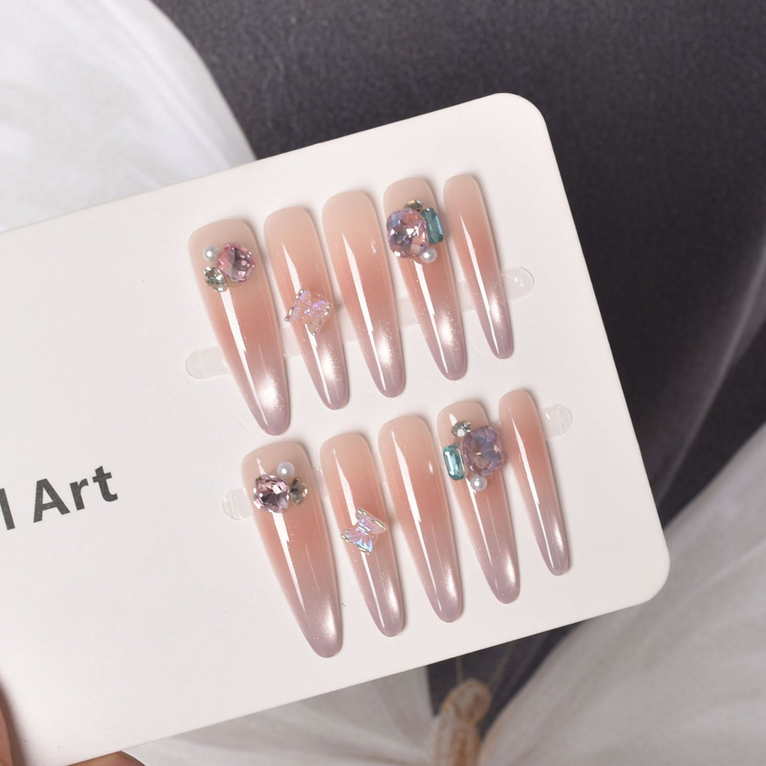 Premium Ombre Glitter Press-On Nail Set Bowlift