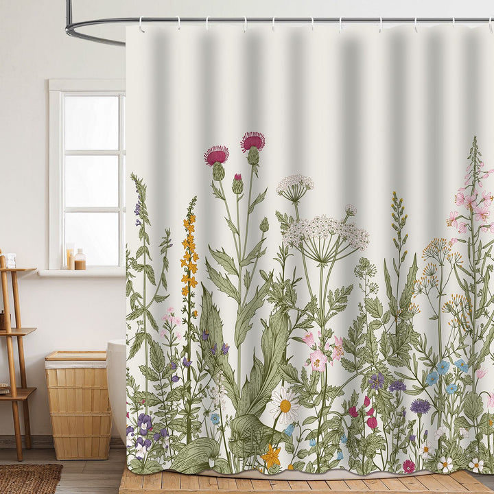 Floral Patterned Bathroom Shower Curtain Bowlift