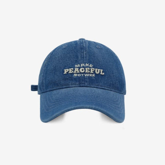 Women's Distressed Denim Embroidered Cap Bowlift