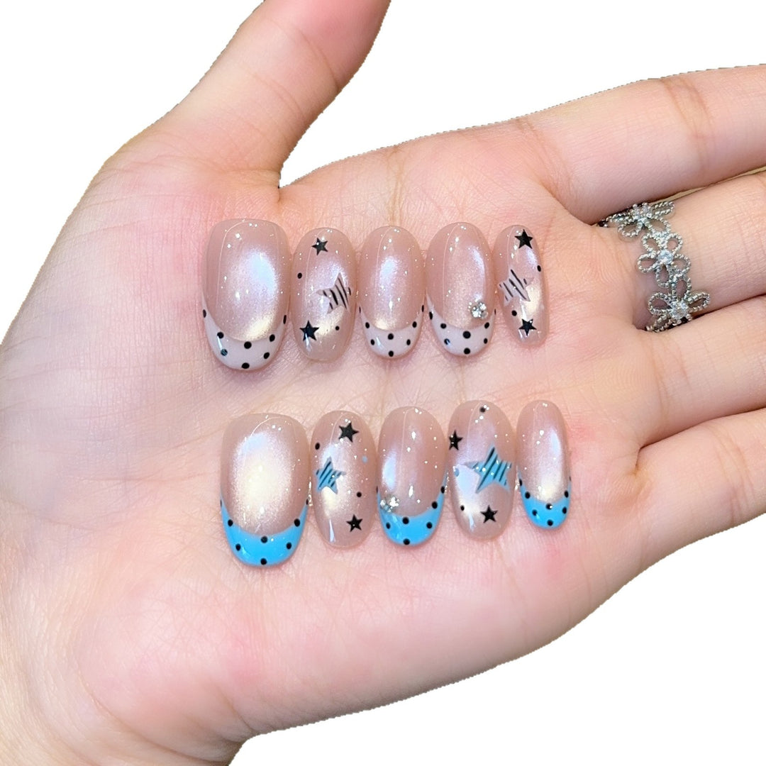 Artificial nails with Sparkling Star Theme Bowlift