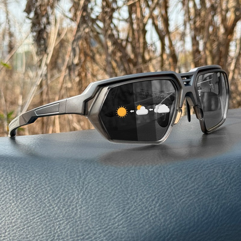 Photochromic Polarized Sports Sunglasses with Night-Enhancing Lenses and Tactical Wrap Frame Bowlift