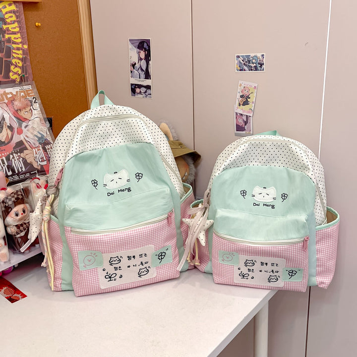 Cute Illustrated Cat-Themed Backpack