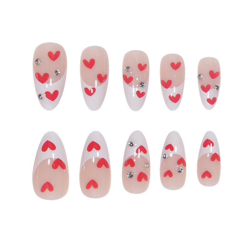 Heart-Design Stiletto Press-On Nails Bowlift