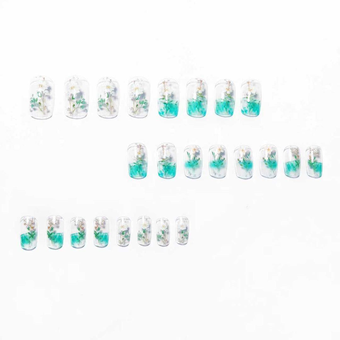 Artificial nails with botanical flower design Bowlift