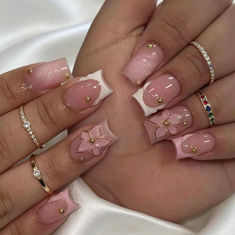 Luxurious Floral Design Nail Art Extensions Bowlift