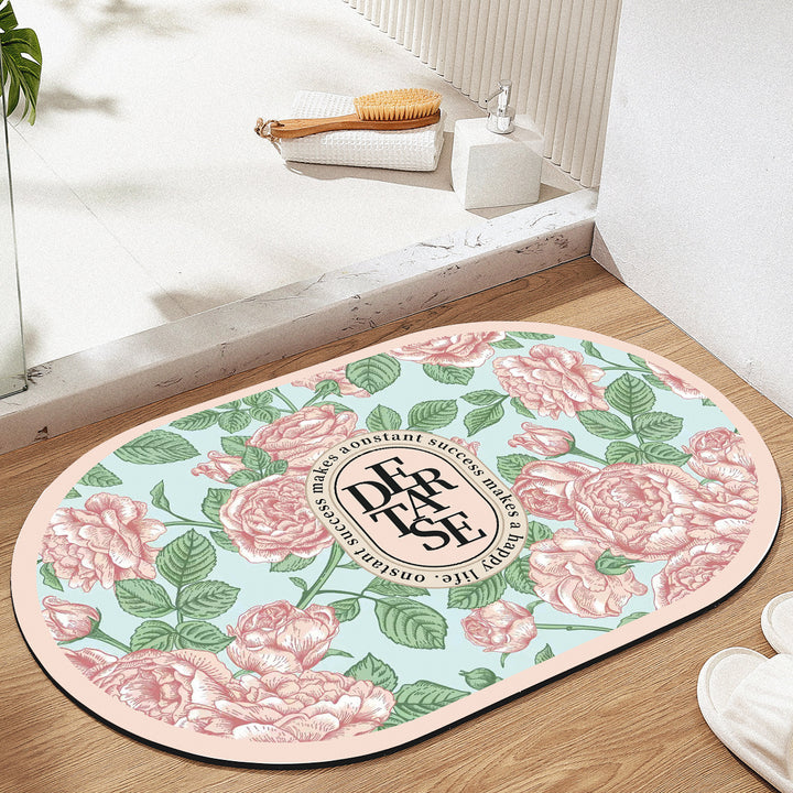 Floral Patterned Bath Mat Bowlift