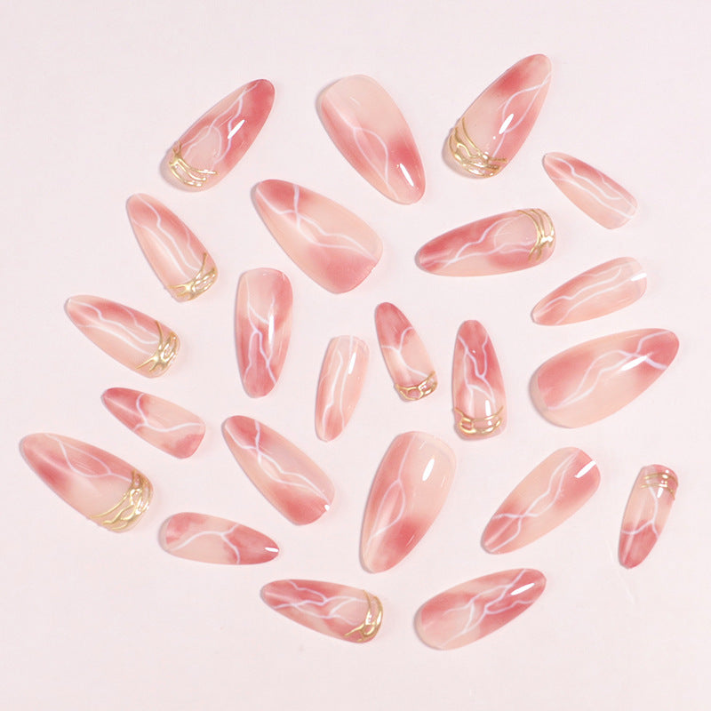 Premium Marble Effect Press-On Nail Set Bowlift