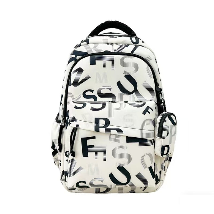 Stylish backpack with modern lettering pattern Bowlift