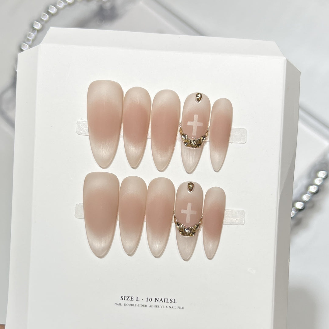 Elegant Stiletto Press-On Nail Art Set with Crystal Accents Bowlift