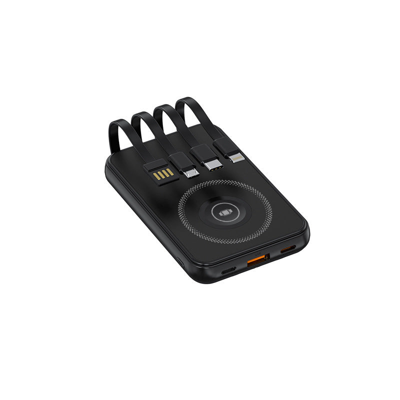 Portable charger with multidimensional charging cable system and wireless charging function Bowlift