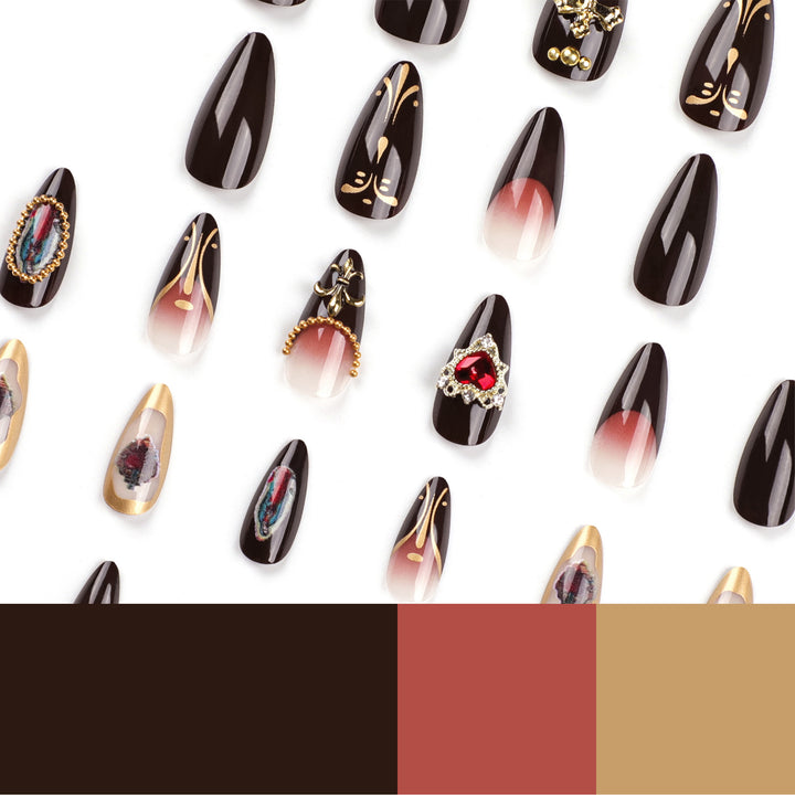 Artistic stiletto nails with detailed embellishments Bowlift