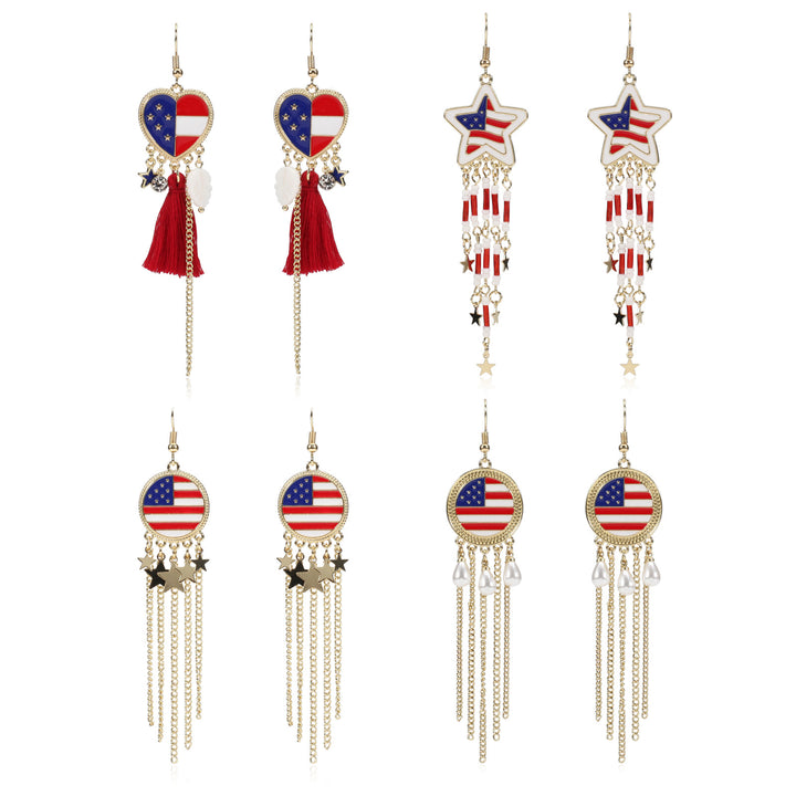 Women’s dangling earrings with enameled medallion and pearl fringes Bowlift