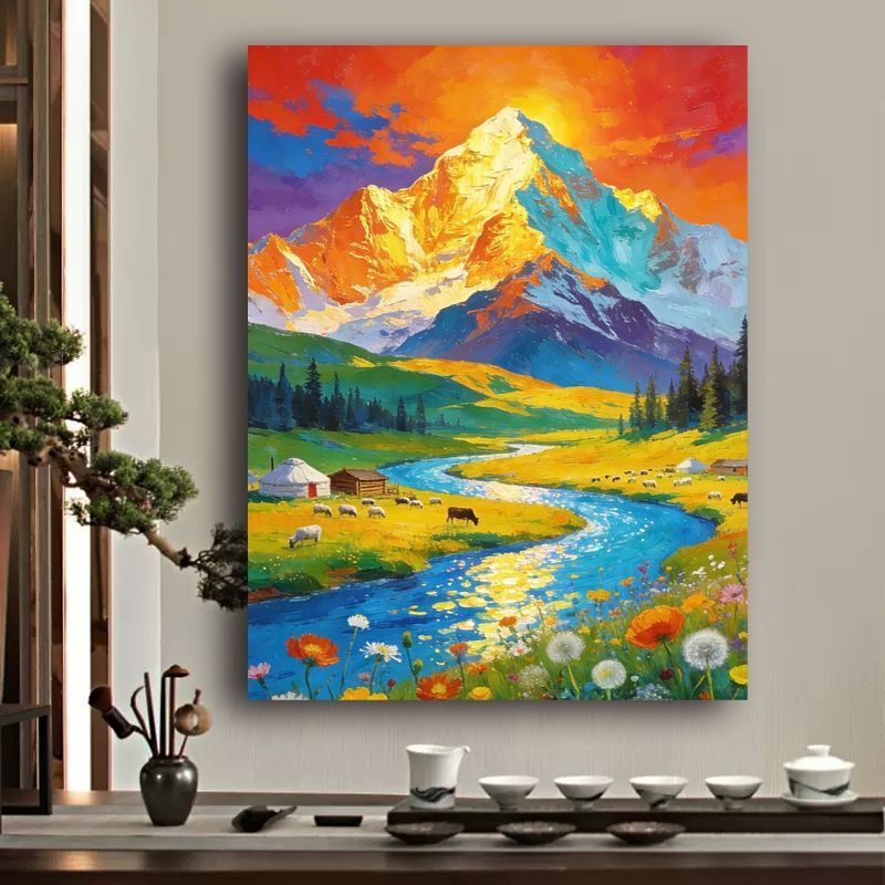 Vibrant Mountain Landscape Canvas Art Bowlift