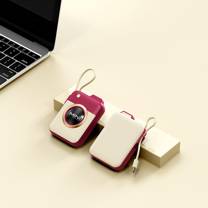Portable Mini Power Bank with Integrated Charging Cable and Innovative Design Bowlift