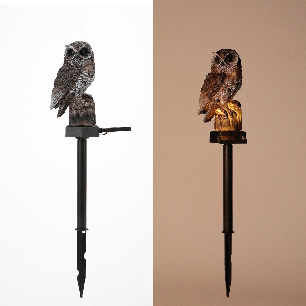 Solar-Powered Owl Garden Stake Light With Realistic Resin Perched Sculpture And Automatic Dusk-To-Dawn LED Bowlift