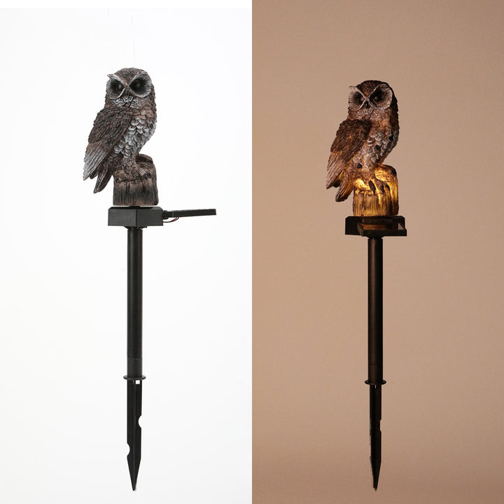Solar-Powered Owl Garden Stake Light With Realistic Resin Perched Sculpture And Automatic Dusk-To-Dawn LED Bowlift