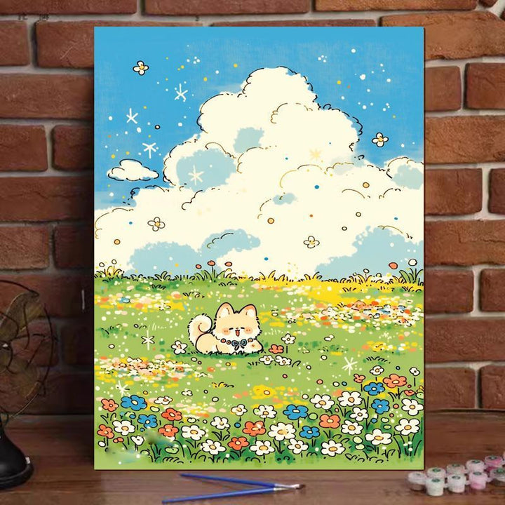 Cute Cat Illustration Canvas Art Print Bowlift