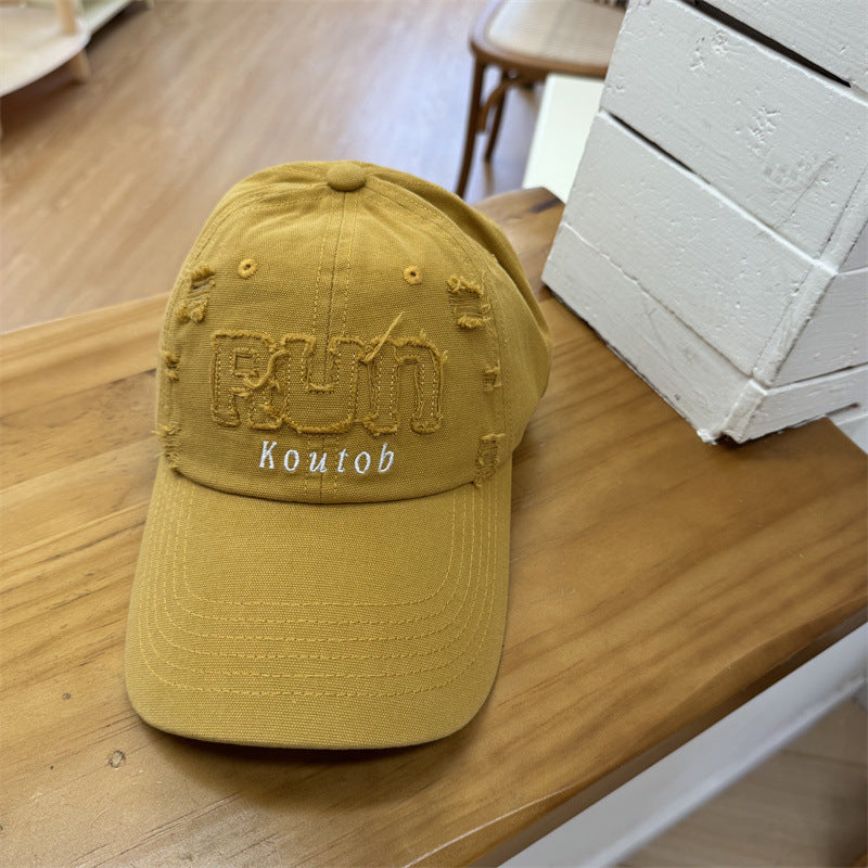 Men's Distressed Embroidered Baseball Cap Bowlift