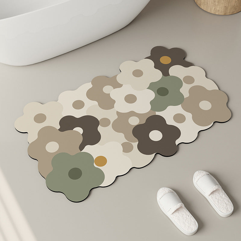 Decorative Floral Pattern Bath Mat Bowlift