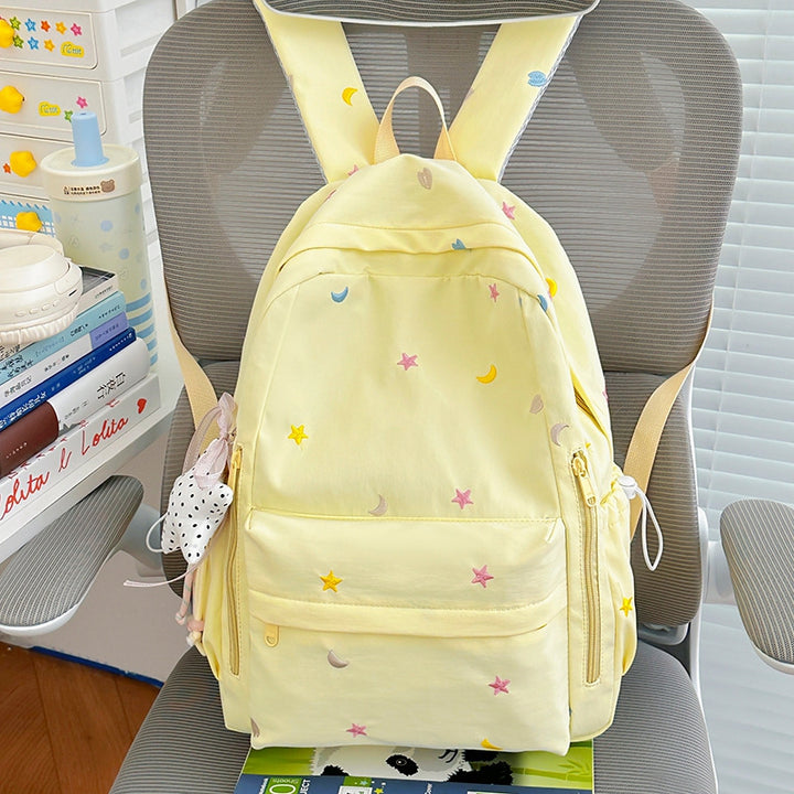 Embroidered Star and Moon Pattern Backpack
