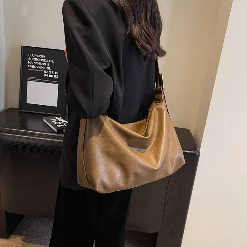 Slouchy Leather Shoulder Bag Bowlift