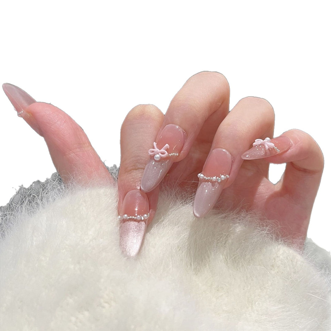 Elegant Decorative Stiletto Press-On Nails Bowlift