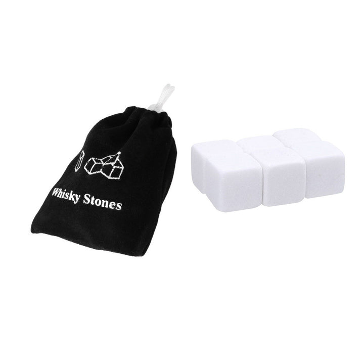 Reusable Whiskey Chilling Stone Cubes with Velvet Drawstring Pouch Bowlift