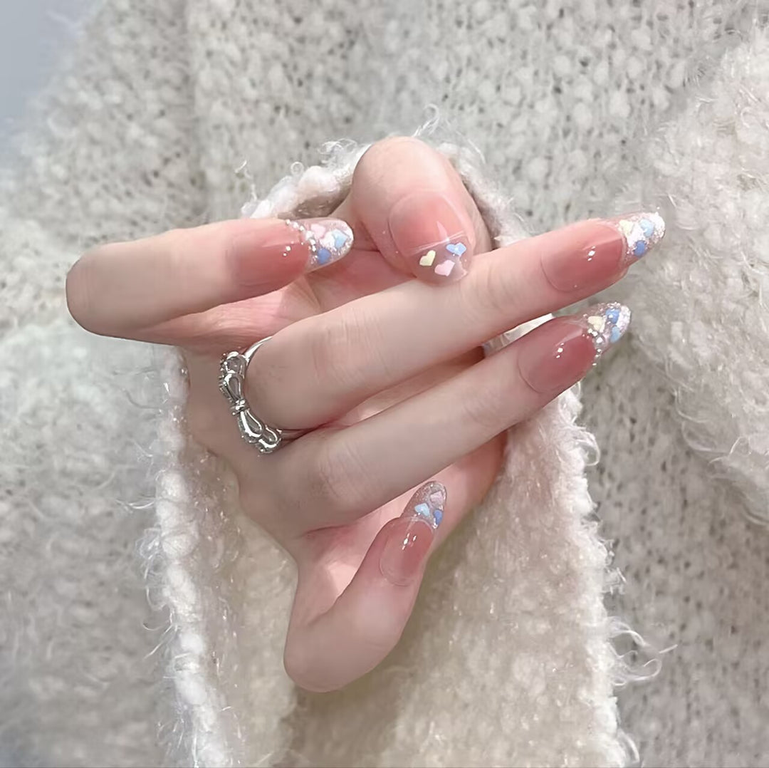 Artistic Floral French Tip Press-On Nail Set Bowlift