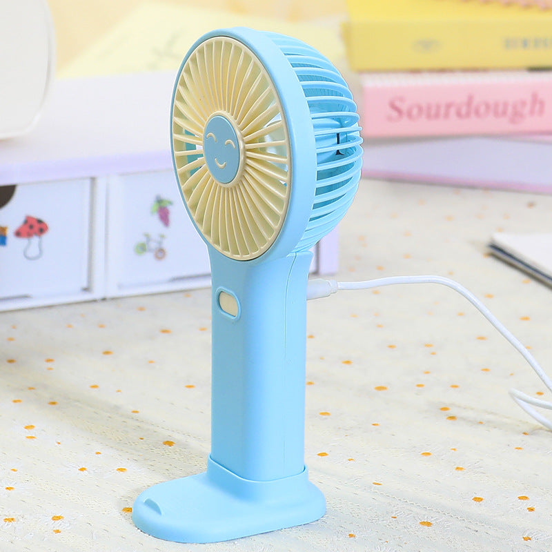 Ladies Portable Hand Fan with Smiling Face and USB Charging Function Bowlift