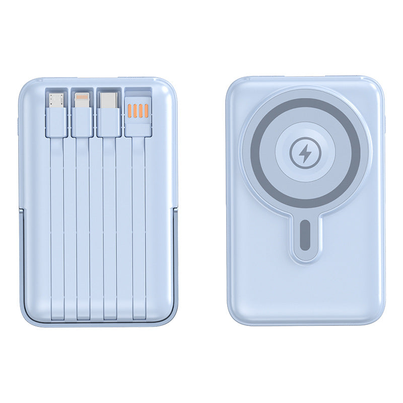 Portable power bank with integrated charging cables and MagSafe function Bowlift