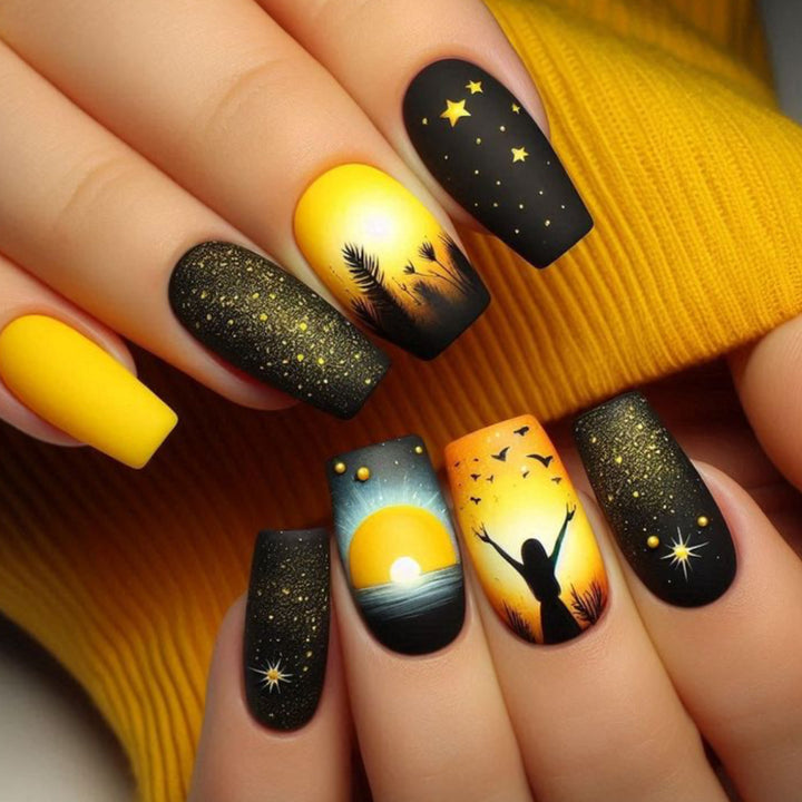 Artistic Sunset Nail Art Extensions Bowlift