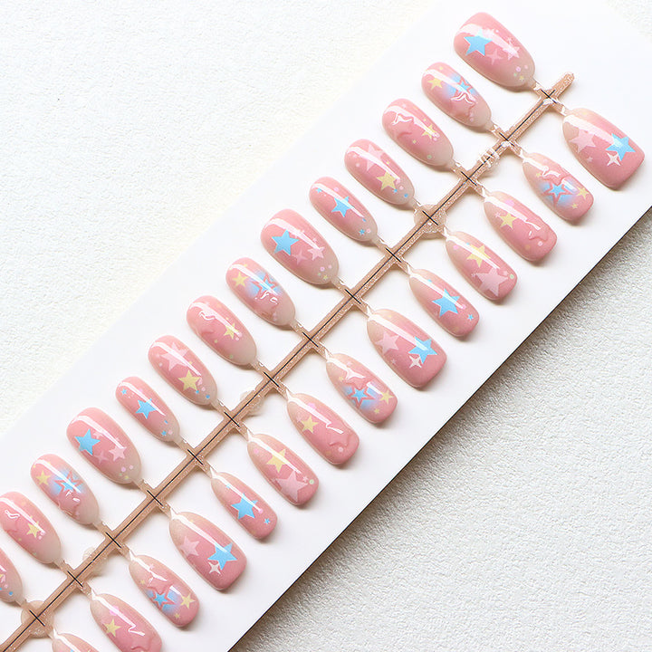 Whimsical Star-Themed Press-On Nail Set Bowlift