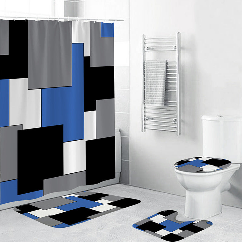 Geometric Pattern Bathroom Accessory Set Bowlift