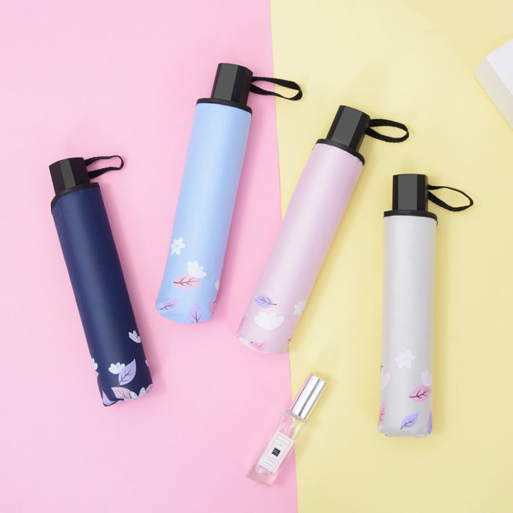 Women's Foldable Umbrella with Floral Finishes Bowlift