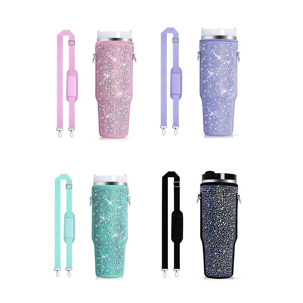 Ladies drinking bottle cover with sparkling rhinestones Bowlift