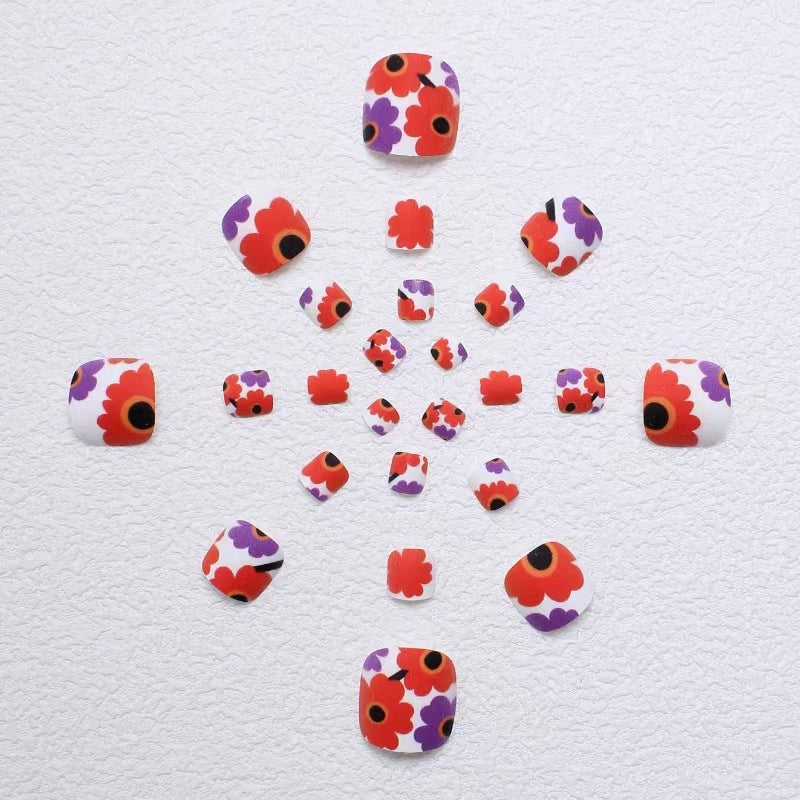 Creative Floral Print Press-On Toenails Bowlift