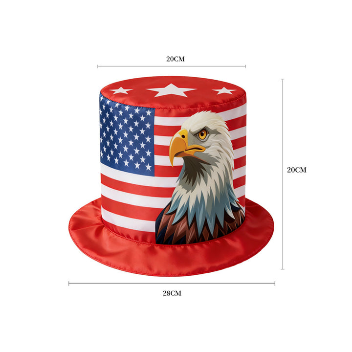 Unisex nan patriotic novelty tall top hat with star-printed band and striped brim Bowlift