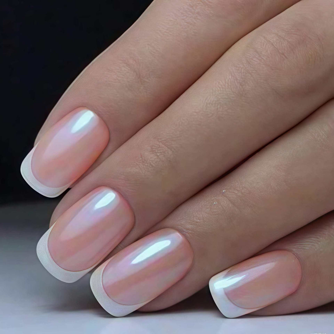 High-Gloss French Tip Press-On Nails Set Bowlift